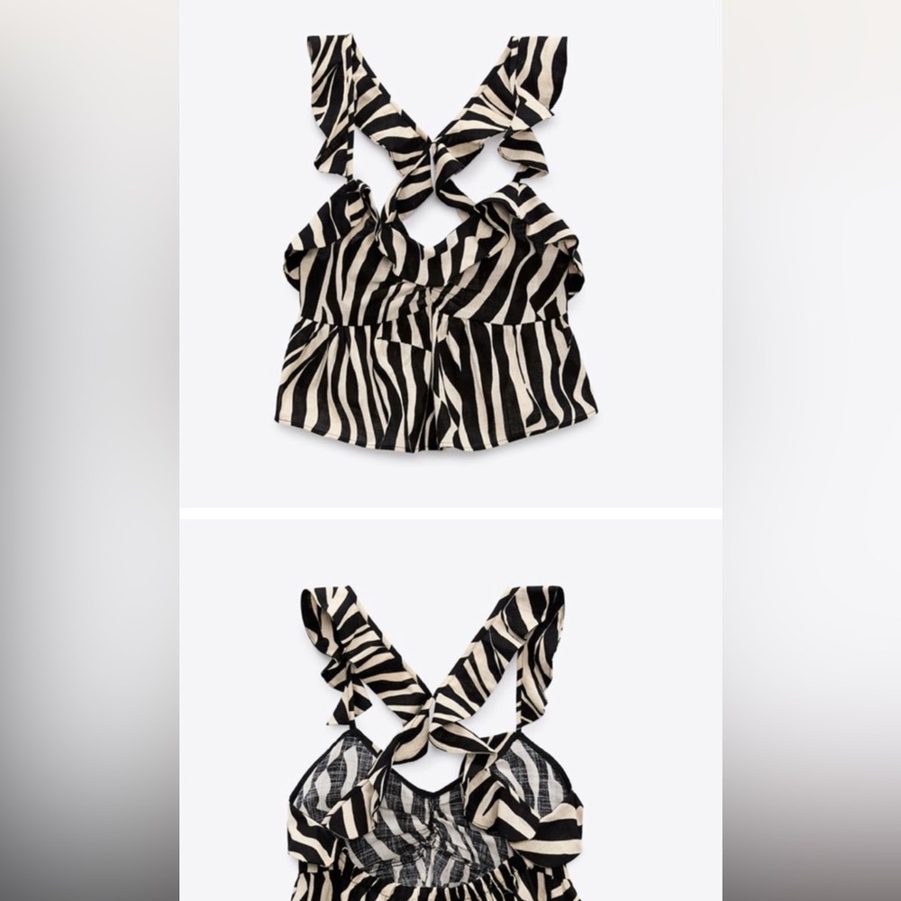 Zara Ruffled Animal Print Top